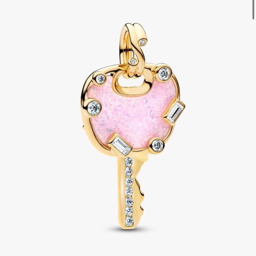 S925 Opalescent Pink Love Key Large Dangle Charm - NWOT
